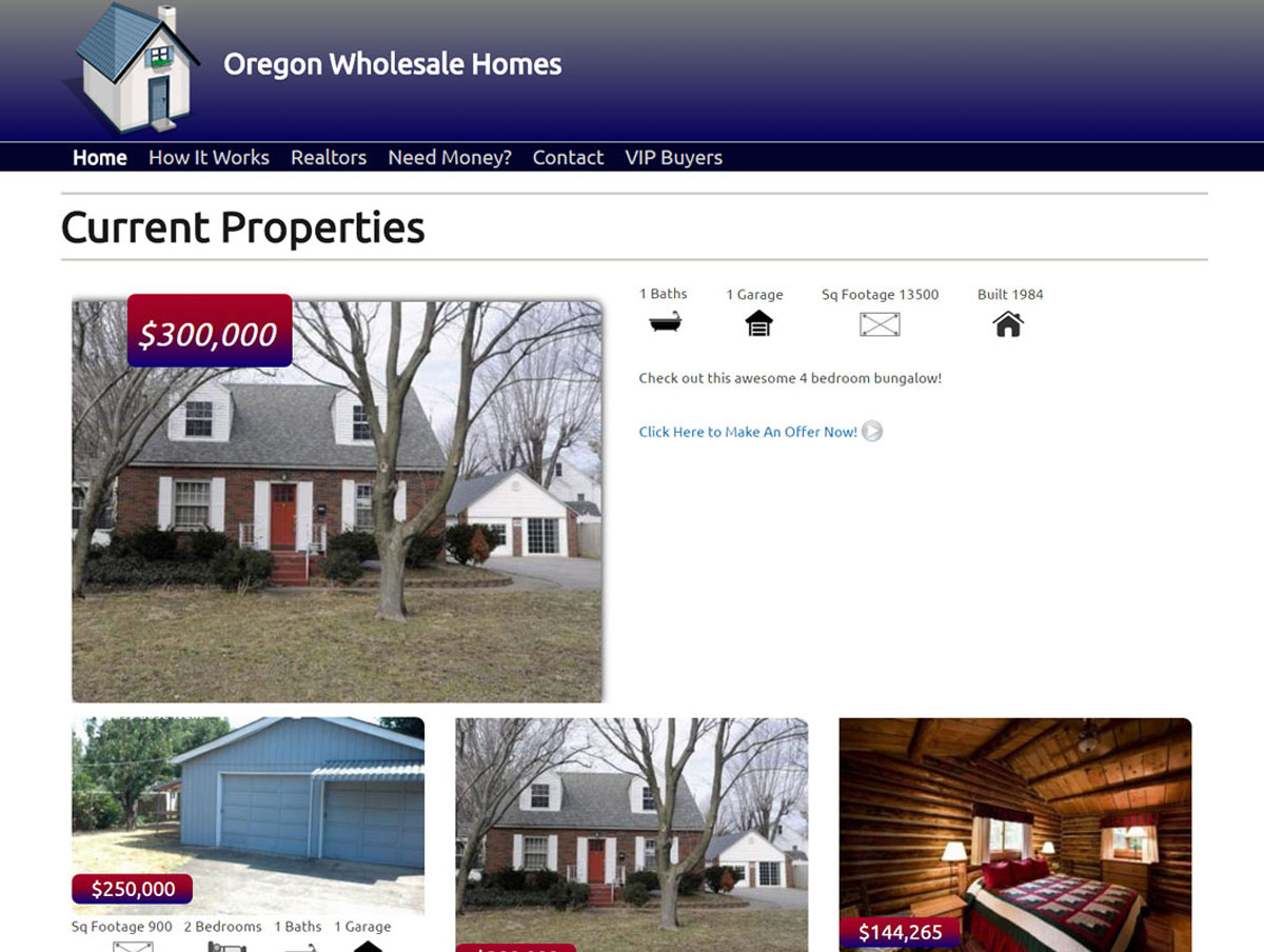 Oregon Wholesale Homes screenshot